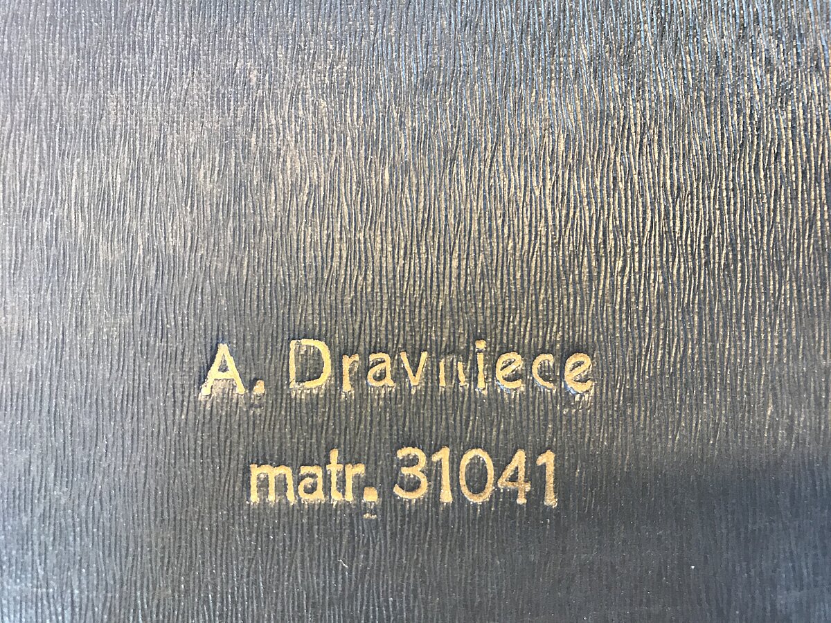 A.Dravnieces diplomdarba vāks ar matrikulas numuru, 1950. gads