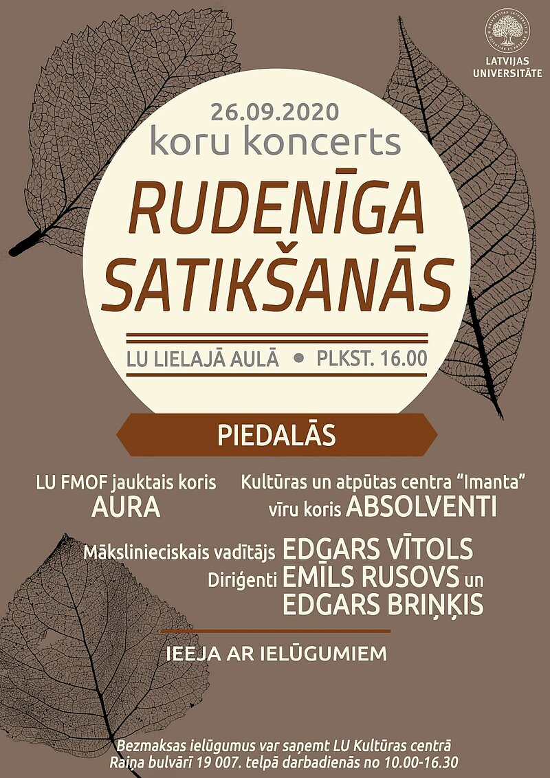 Jauktais koris “Aura” un vīru koris “Absolventi” aicina uz “Rudenīgu satikšanos”