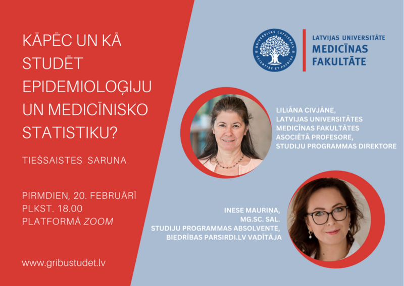 Studētgribētājus aicina uz tiešsaistes sarunu “Kāpēc studēt epidemioloģiju un medicīnisko statistiku?”