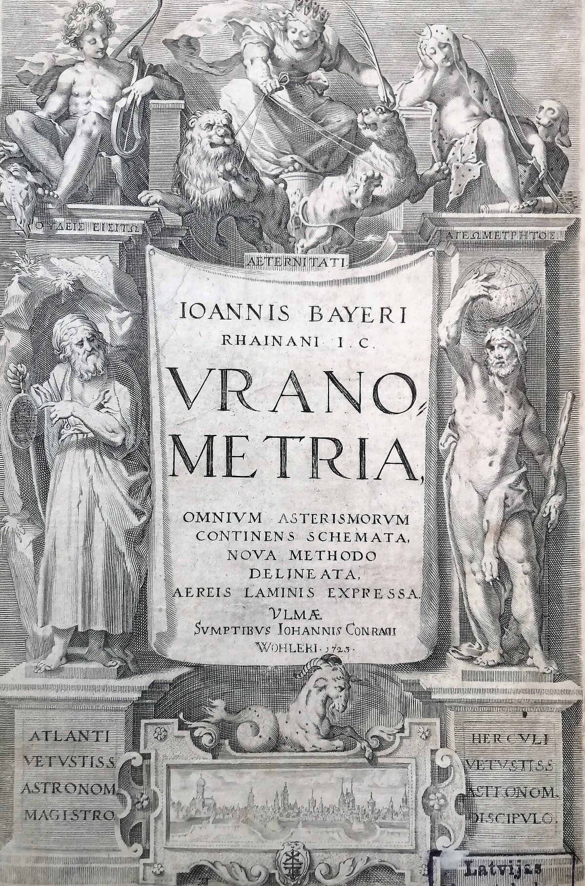 Johana Baijera zvaigžņu atlants Uranometria vāks Johana Baijera zvaigžņu atlants Uranometria vāks