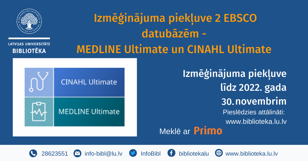 MEDLINE Ultimate un CINAHL Ultimate datubāzes